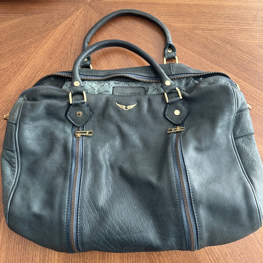 Zadig & Voltaire 100% blue/grey with gold hardware Leather Women's Handbag